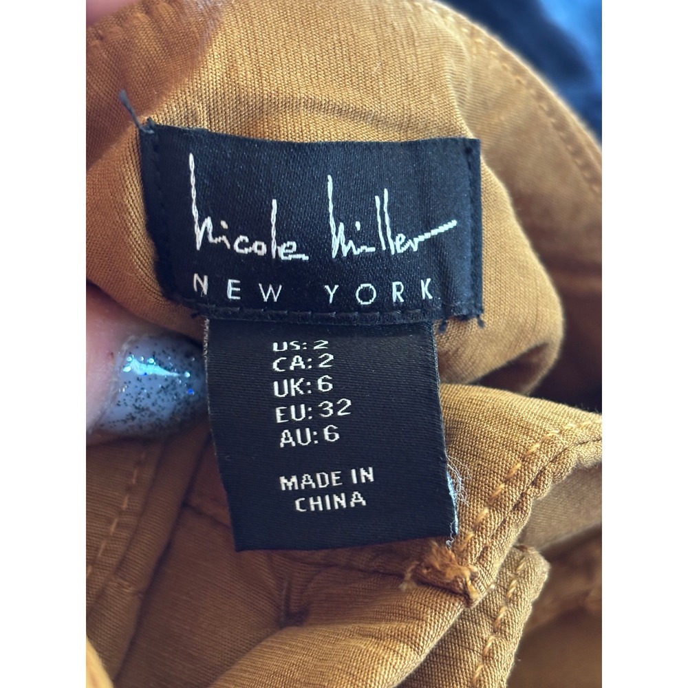 Nicole Miller New York Mustard Yellow Wide Leg Utility Pants Womens Size 2 - Picture 5 of 5
